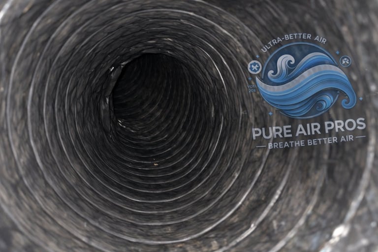 Interior of a clean dryer vent duct with spiral ridges